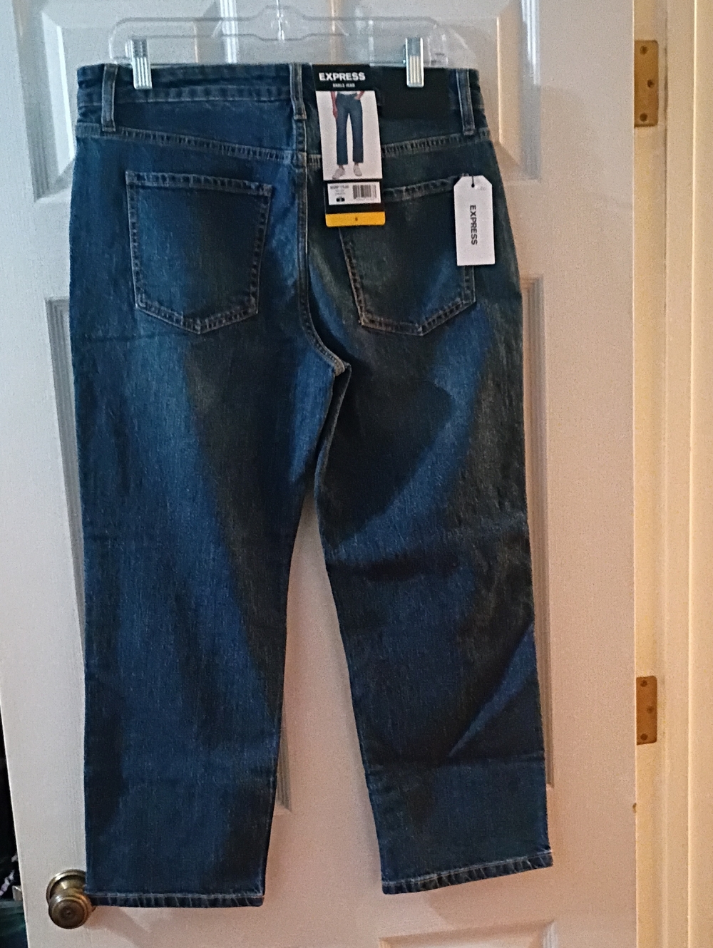 Express Women's Straight Leg Jeans in Dark Blue Denim